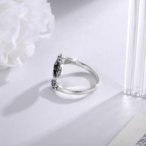Rising Phoenix Spoon Ring Adjustable 925 Sterling Silver Rise from the Ashes Lotus Jewelry Gifts for Women