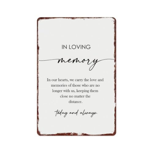 In Loving Memory Metal Sign, 8X12 Inch Aluminum Memorial Wall Art Decor, Sympathy Remembrance Wall Plaque for Home Decoration, Bereavement Gift Keepsake