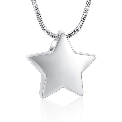 Imrsanl Cremation Jewelry for Ashes Moon Urn Necklace Stainless Steel Memorial Lockets Keepsakes Jewelry for Ashes Pendant - Fill kit - color: Silver Star