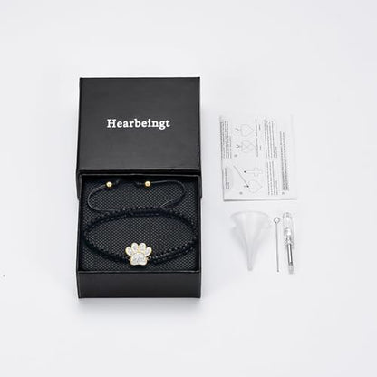 Hearbeingt Paw Print Urn Bracelet for Ashes Pet Cremation Jewelry | Stainless Steel,Adjustable Braided Rope,Mini Ash Holder for Dog Cat,Memorial Keepsake Jewelry, Bereavement Gift Pet Loss - color: A-Gold