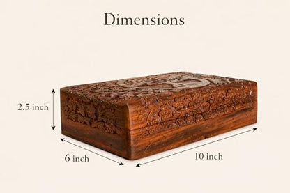 India House-Hand Engraved TREE OF LIFE Wooden Box Keepsake Jewelry Organizer &Storage (Design 13) - color: Design 13