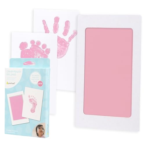 Pearhead Newborn Handprint or Footprint Pink Clean Touch Ink Pad Kit | Clean-Touch Ink Pad, No Ink on Baby's Skin, Handprint or Footprint Keepsake, Baby Gift - color: Pink 1-Pack, size: Regular 2.5" x 3.5”