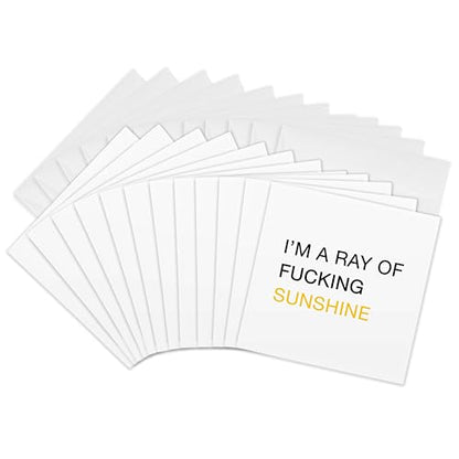 3dRose Im A Ray Of Fucking Sunshine 12 Greeting Cards with envelopes