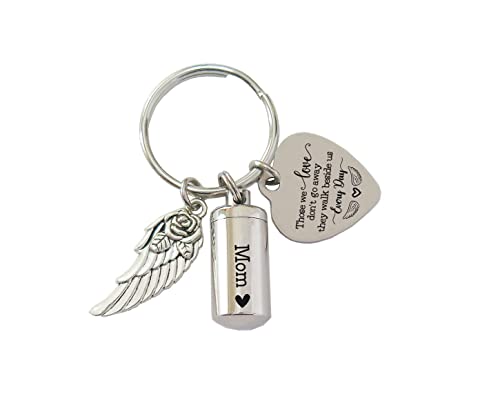 Small Keepsake Urn for Human Ashes Sympathy Gifts for Loss of Mom Memorial Bereavement Gifts in Memory of Mother Mini Cremation Urn Keychain Silver