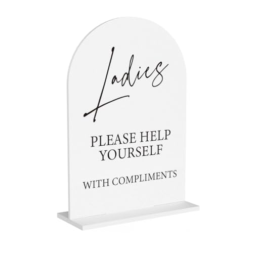 Ladies Wedding Bathroom Basket Sign Wedding Engagement Bridal Shower Ceremony Reception Event Party Bathroom Basket Acrylic Decor 5"x7" - color: Ladies