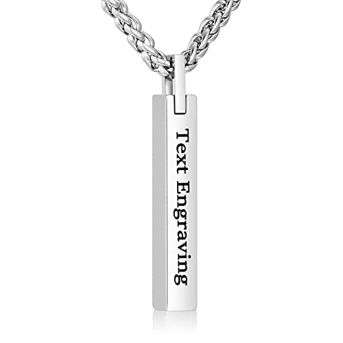 Dletay Urn Necklace for Ashes Stainless Steel Cremation Jewelry for Ashes Memorial Ash Necklace for Men Women Ash Holder Black - color: Silver, style: Customize