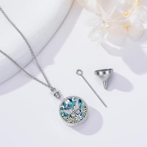 PELOVNY Urn Necklaces for Ashes of Loved Ones 925 Sterling Silver Personalized Heart Locket Urn Necklace Cremation Keepsake Memorial Jewelry Gifts for Women Men - color: Butterfly Urn-1