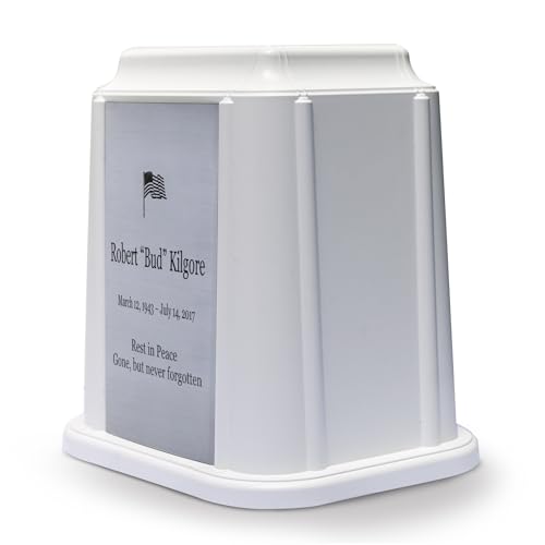 Castlegard Cremation Niche Marker | Engraved Nameplate | Durable Mausoleum & Columbarium Memorial Urn | Fits Standard Crematory Container | Made in USA (White with Nameplate)