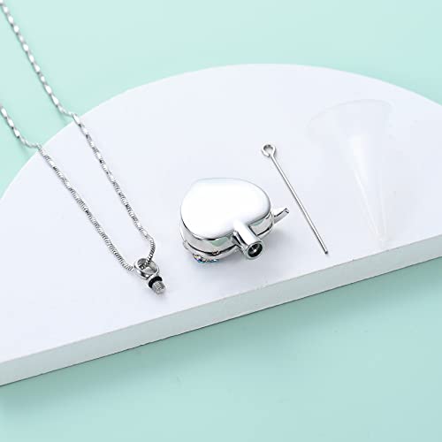 Yinplsmemory Hummingbird Cremation Jewelry Crystal Heart Urn Ashes Necklace for Women Men Memorial Keepsake Necklace of Loved One - color: Purple-Rainbow
