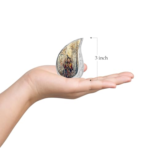Native American Urn - Tear Drop Urns for Ashes - Urns for Ashes Adult Female - Burial Urns for Human Ashes Adult Male - Cremation Companion Urns (3 inch Pack of 1) - size: Keepsake-1