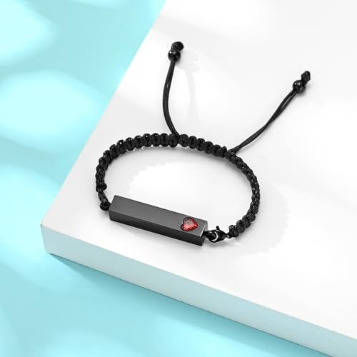 Hearbeingt Crystal Heart Cremation Jewelry Bar Urn Bracelet for Ashes - color: Black-Red