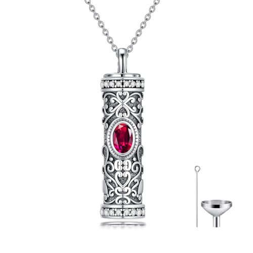Seiyang Urn Necklace for Ashes 925 Sterling Silver Cremation Necklace with Birthstone Memorial Cremation Jewelry for Women Loved One - color: 07-July, style: Style A