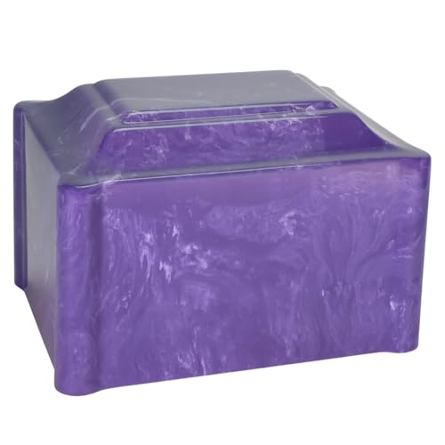 Purple Claremont Cultured Marble Cremation Urn - Adult Size - Cremation Urns for Human Ashes - Ground Burial, Home Memorial and Funeral Cremation Urn - color: Purple