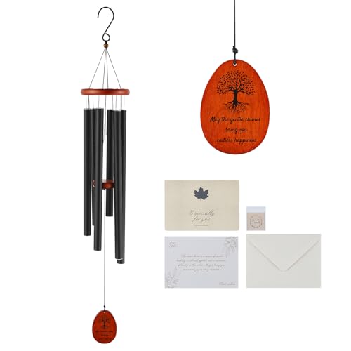 VEVOR 41" Deep Tone Wind Chimes – Large 6-Tube Memorial Wind Chimes, Hand-Tuned Aluminum Tubes, Black Outdoor Decor for Patio, Porch, Garden, for Anniversaries & Sympathy - color: Black, size: Large 41inch Wind Chimes