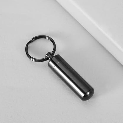 RIPFEVURN Cremation Jewelry Cylinder Urn Keychain for Ashes for Women Men Memorial Keepsake Pendant(Black)