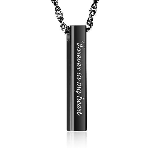 abooxiu Urn Necklace for Human Ashes Cremation Jewelry for Ashes Stainless Steel Keepsake Ashes Necklace Memorial Urn Jewelry Pendant for Women Men - Forever in my heart - style: Black