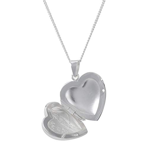 Sign From Heaven Women's Silver-Plated Heart Locket 18 Inch Necklace with Engraved Cardinal