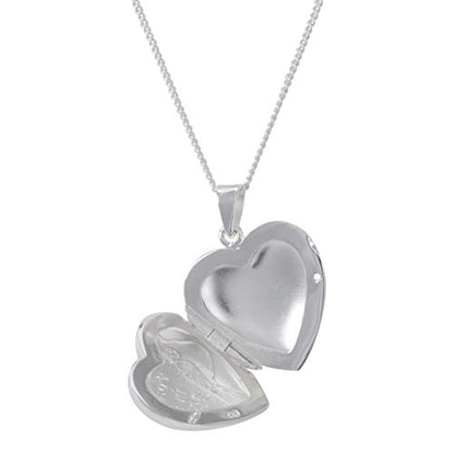 Sign From Heaven Women's Silver-Plated Heart Locket 18 Inch Necklace with Engraved Cardinal