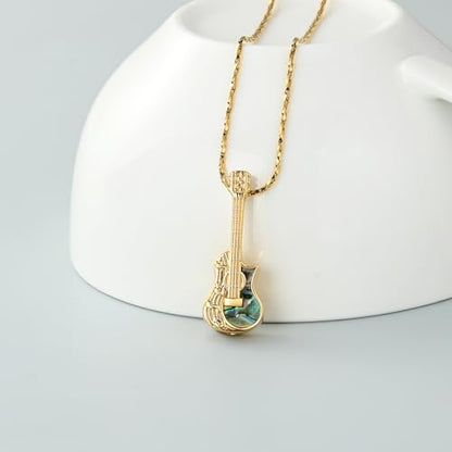 Imrsanl Guitar Urn Necklace Cremation Jewelry for Ashes | Ashes Holder Pendant, Funeral Keepsake, Memorial Gifts of Loss Loved Ones, For Women Men Guitarist - color: Gold