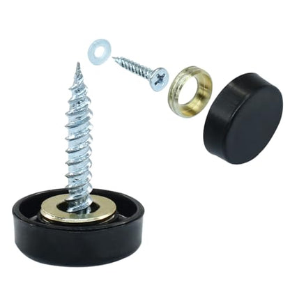 Decorative Mirror Screws, 16mm, Black, 12 Pack - size: 16mm-12 Pack-Black