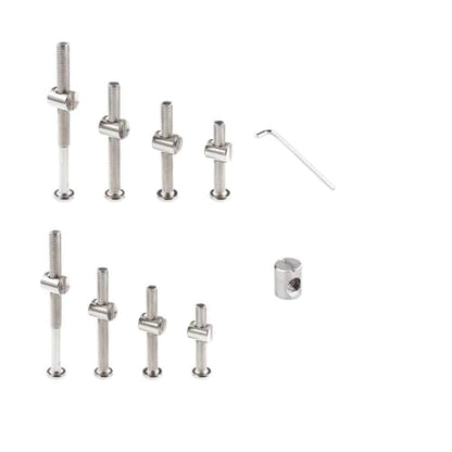 32 Set M6x12mm/16mm/25mm/35mm/45mm/55mm/65mm/75mm Silver Crib Screws Replacement Set Hex Drive Socket Cap Screw Barrel Nuts for Beds Furniture Headboards Cribs Hardware Replace Kit