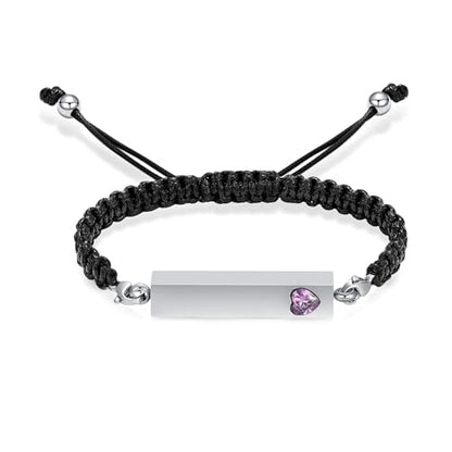 Hearbeingt Crystal Heart Cremation Jewelry Bar Urn Bracelet for Ashes - color: Silver-Purple