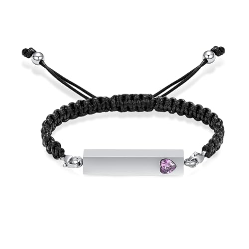 Hearbeingt Crystal Heart Cremation Jewelry Bar Urn Bracelet for Ashes - color: Silver-Purple