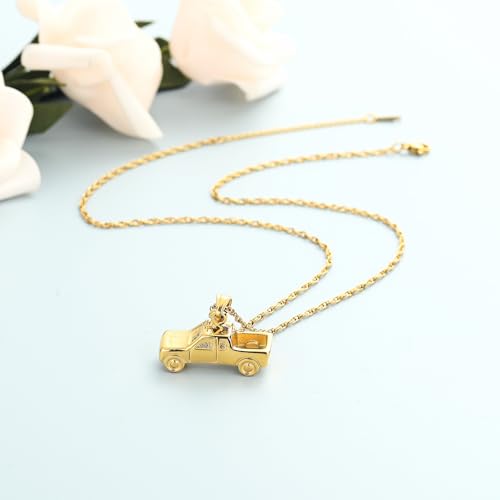 shajwo Pick Up Truck Urn Necklaces for Ashes for Men - color: Gold