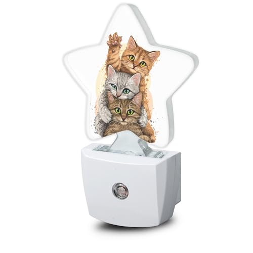 Cute Cat Night Light Plug-in Dusk to Dawn Smart Sensor White Led Nightlight for Bedroom Bathroom Kitchen Hallway Stairs Energy Efficient Decor Desk Lamp - color: Cute Cat