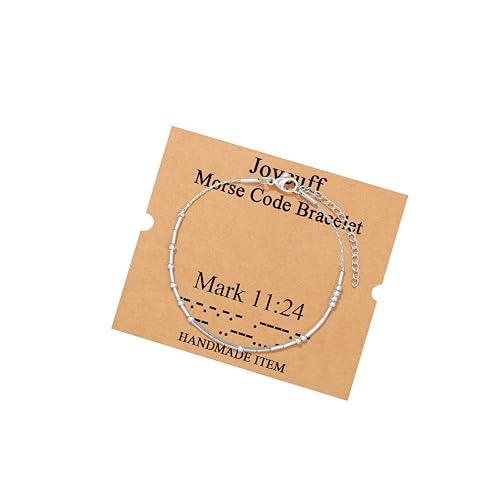 JoycuFF Inspirational Morse Code Bracelets for Women Silver Beads Jewelry Encouragement Mantra Gifts for Her - style: Silver-Christian -Mark 11:24