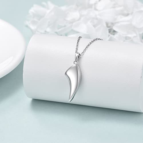 VONALA Urn Necklace Sterling Silver Memorial gifts for Ashes Keepsake Jewelry - style: Wolf Tooth