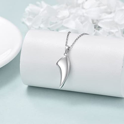 VONALA Urn Necklace Sterling Silver Memorial gifts for Ashes Keepsake Jewelry - style: Wolf Tooth