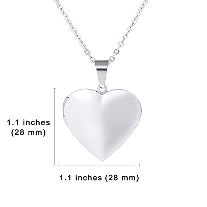 Personalized Heart Locket Necklace for Women with Picture Custom Inside Engraved Text Silver/Gold/Rose Gold Photo Locket Stainless Steel Memorial Gifts for Mom Daughter Grandmother - color: C1: I Love you to the Moon & Back (Silver)