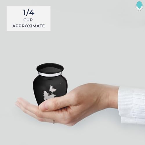 Embrace Keepsake Personalized Butterfly Cremation Urns for Human Ashes I Black Funeral Urn for Men and Women with Double Side Engraving I 3.5 lbs - color: Black