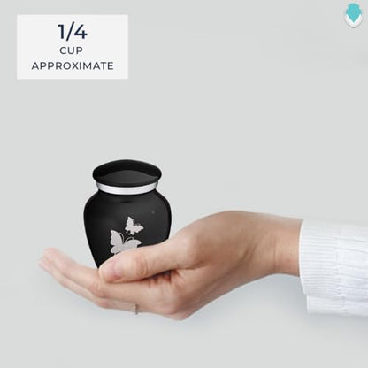 Embrace Keepsake Personalized Butterfly Cremation Urns for Human Ashes I Black Funeral Urn for Men and Women with Double Side Engraving I 3.5 lbs - color: Black