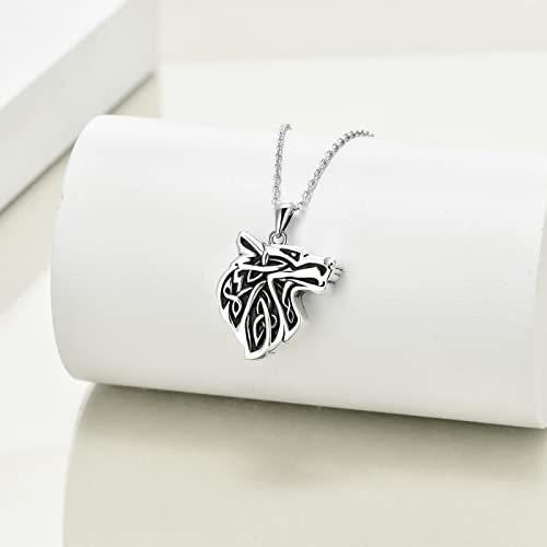 VONALA Urn Necklace Sterling Silver Memorial gifts for Ashes Keepsake Jewelry - style: Wolf
