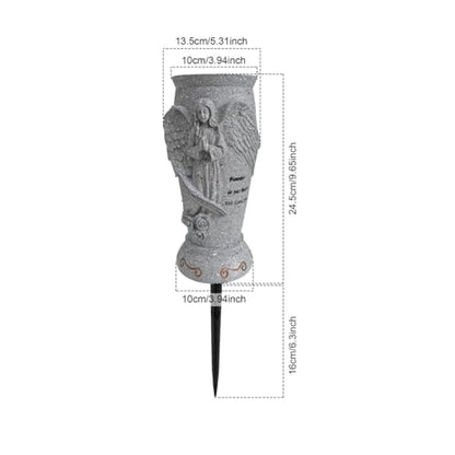 Cemetery Grave Vase for Artificial Flower: Angel Vases with Ground Spikes-Grave Flowers Holder for Cemetery Headstone (Grey)