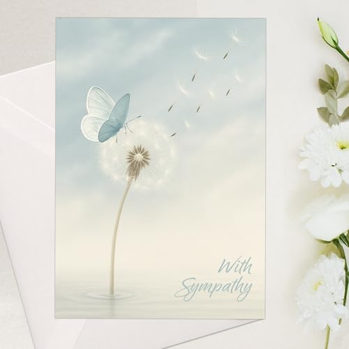 Cheerin Sympathy Card with Envelope - Bereavement Card for Loss of Loved One - Dandelion Theme Condolences Cards for Funeral or Memorial 5x7 Inch - style: DANDELION