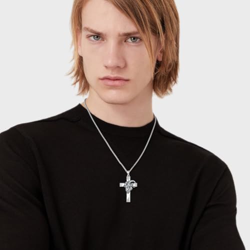 PROESS Cross Necklace for Women Men Sterling Silver Rose/Sunflower Cross Pendant Religious Jewelry Christmas Birthday Mothers' Day Gifts - color: 01-02-Aries