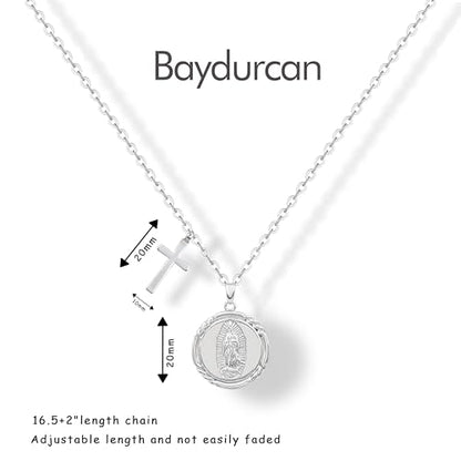 Baydurcan Pendant Necklace for Women Friends Sister Birthday Christmas Gift | Silver Evil Eye Ankh Mary Friendship Dragonfly Hummingbird Snake Turtle Pendant Necklace for Her Just Because Gifts - style: Virgin Mary