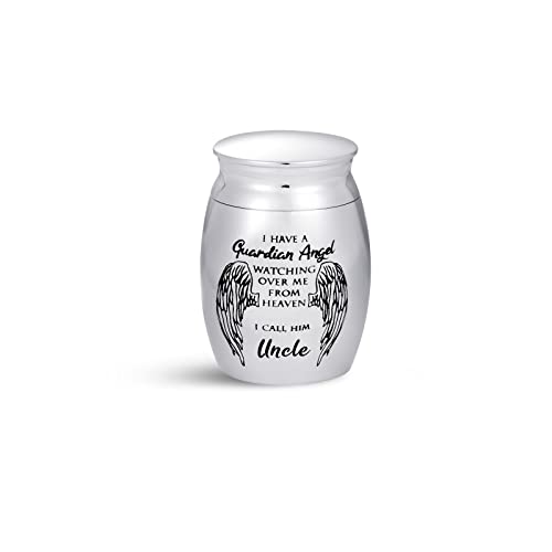 Uncle Mini Cremation Urns for Human Ashes My Guardian Angel for Men Adult Cousin Male Family Memorial Cremation Ashes Keepsake Stainless Steel Funeral - color: "Uncle, My Guardian Angel"