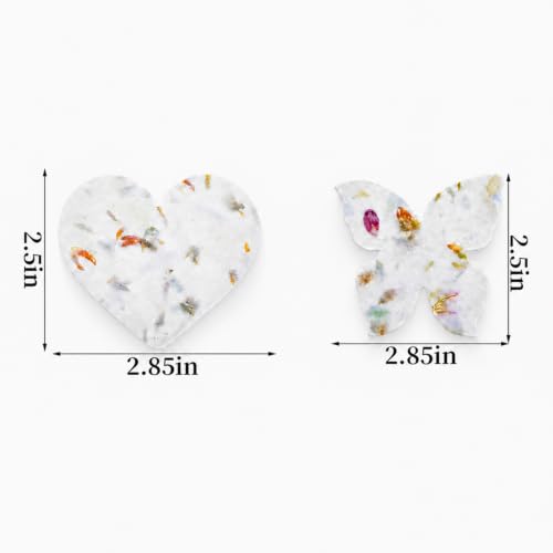 100 Pcs Plantable Seed Paper Hearts and Butterflies with Wildflower Seeds, Handmade Paper, for Wedding Guest Favors, Bridal Shower Favors