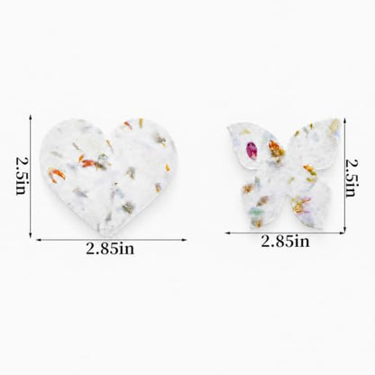 100 Pcs Plantable Seed Paper Hearts and Butterflies with Wildflower Seeds, Handmade Paper, for Wedding Guest Favors, Bridal Shower Favors