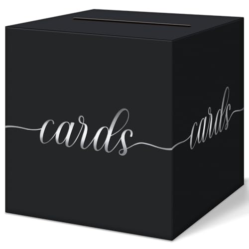 Elegant Black Wedding Card Box, Silver Foil Gift Card Box Holder for Party - color: Black and Silver Foil