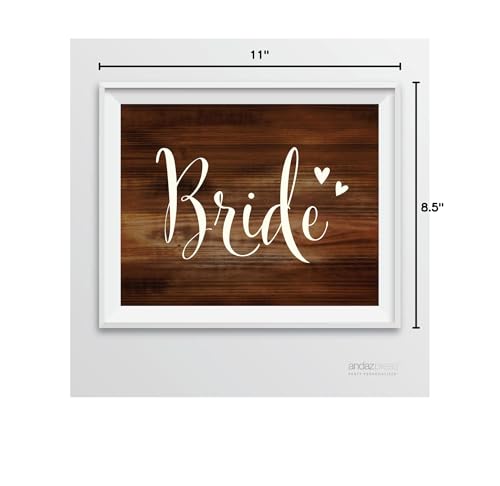 Andaz Press Wedding Party Signs, Rustic Wood Print, 8.5-inch x 11-inch, Bride, 1-Pack, Unframed - color: Bride