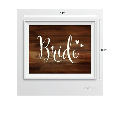 Andaz Press Wedding Party Signs, Rustic Wood Print, 8.5-inch x 11-inch, Bride, 1-Pack, Unframed - color: Bride