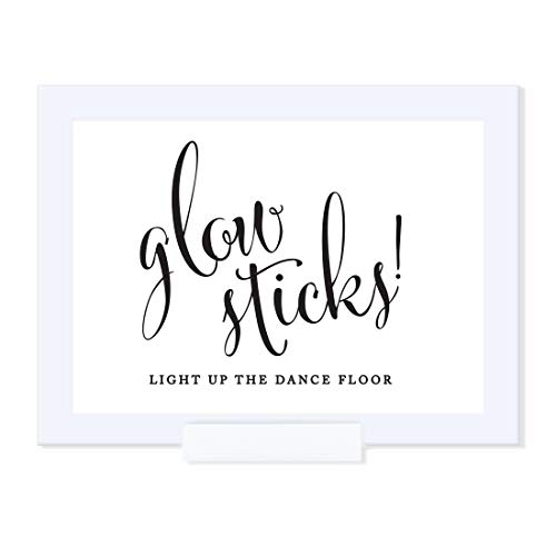 Andaz Press Wedding Framed Party Signs, Formal Black and White, 5x7-inch, Glow Sticks Light Up the Dance Floor, 1-Pack, Includes Frame - color: Activity Glow Sticks