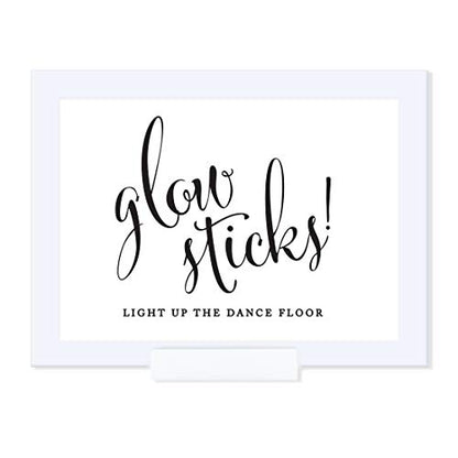 Andaz Press Wedding Framed Party Signs, Formal Black and White, 5x7-inch, Glow Sticks Light Up the Dance Floor, 1-Pack, Includes Frame - color: Activity Glow Sticks