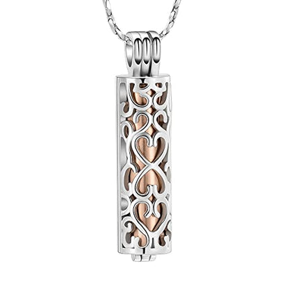 Imrsanl Cylinder Cremation Urn Necklace for Ashes of Loved One - color: Rose Gold