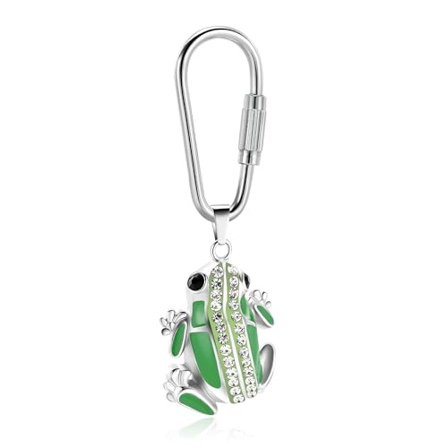 Frog Urn Necklace for Ashes Animals Cremation Jewelry Stainlee Steel Memorial Necklaces Keepsake Jewelry Ashe Holder Pendant for Human Ashes with Filling Kits - color: Green-keychain